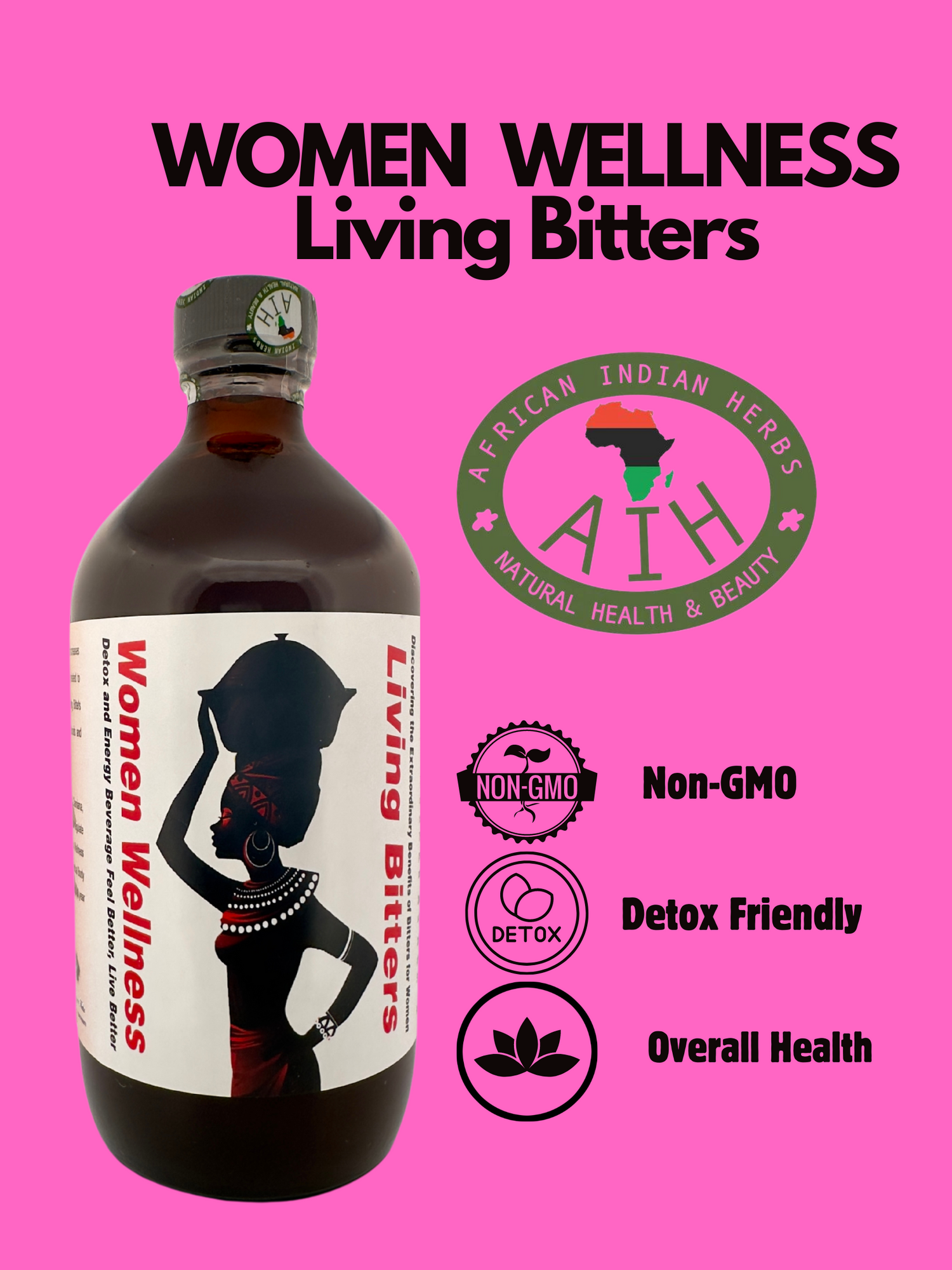 Women Wellness Living Bitters - 16 oz Bottle — African Indian Herbs