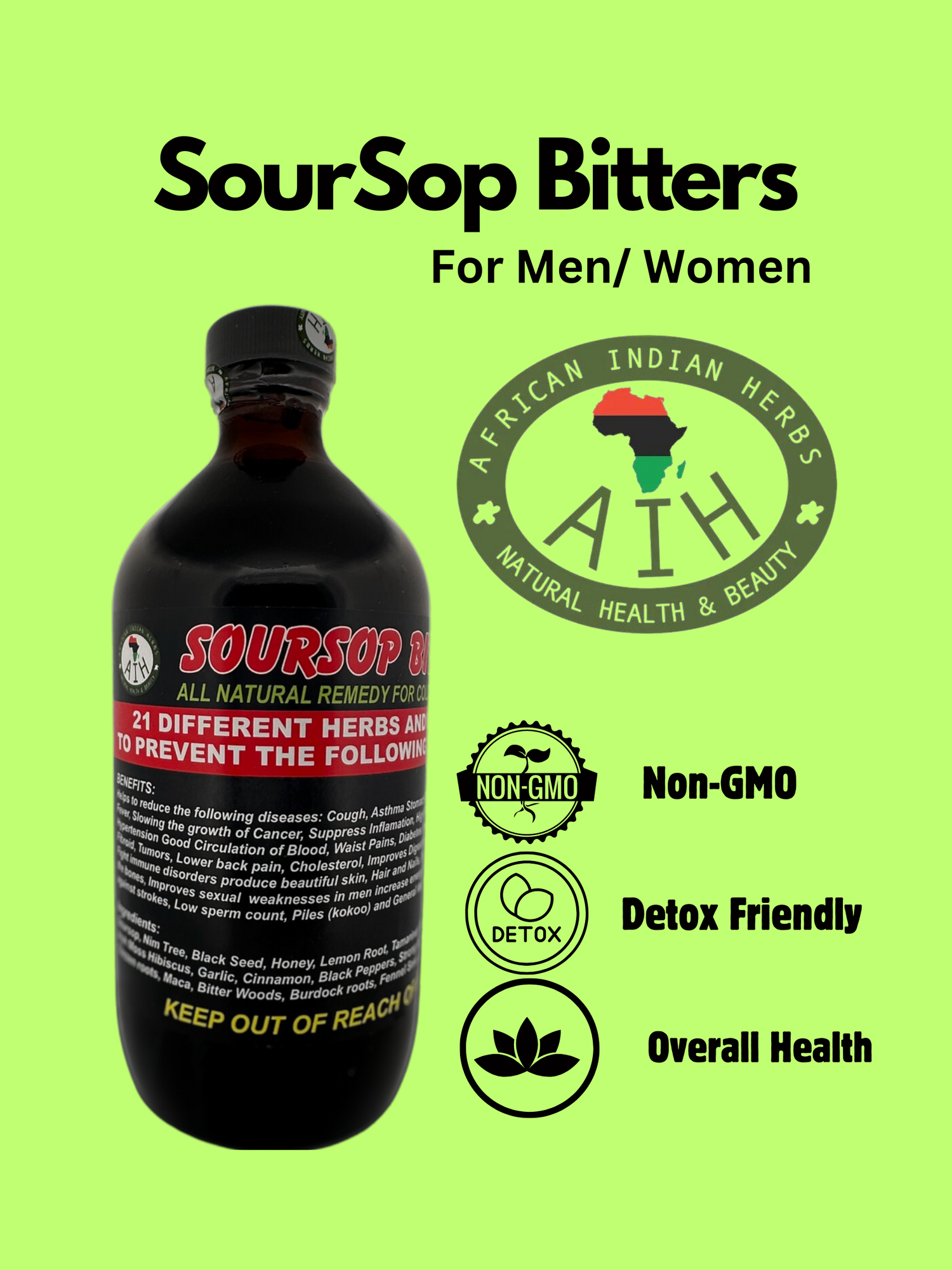 Soursop Bitters All Natural 16 oz. Bottle — African Indian Herbs