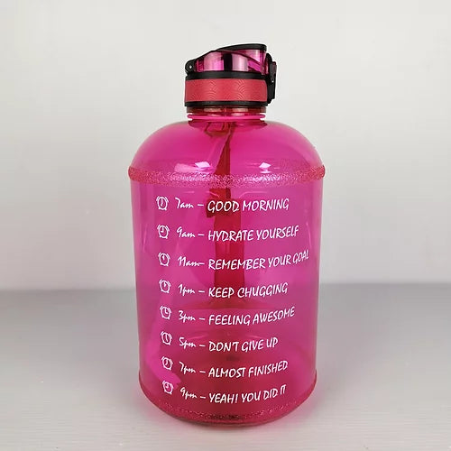 1 Gallon Large Water Bottle with Straw Motivational and Time Marker