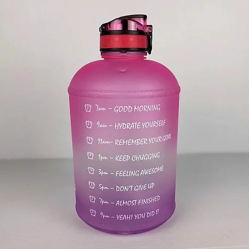 1 Gallon Large Water Bottle with Straw Motivational and Time Marker