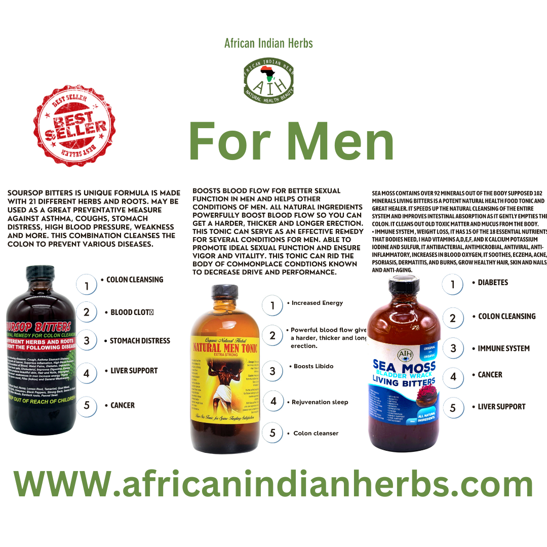 Natural Men Tonic Soursop Bitters Sea Moss Bladder Wrack Living Bit — African Indian Herbs